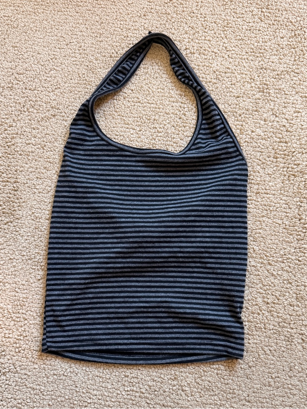Striped Black & Gray Halter Tank Top